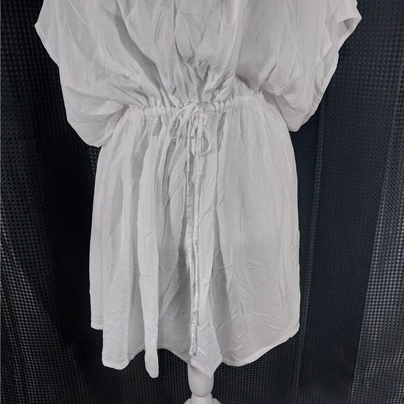 NWT! LANDS' END! SHEER WHITE MODAL DRAWSTRING WAIST MINI DRESS, SHIFT! SZ XS-S - Picture 4 of 12